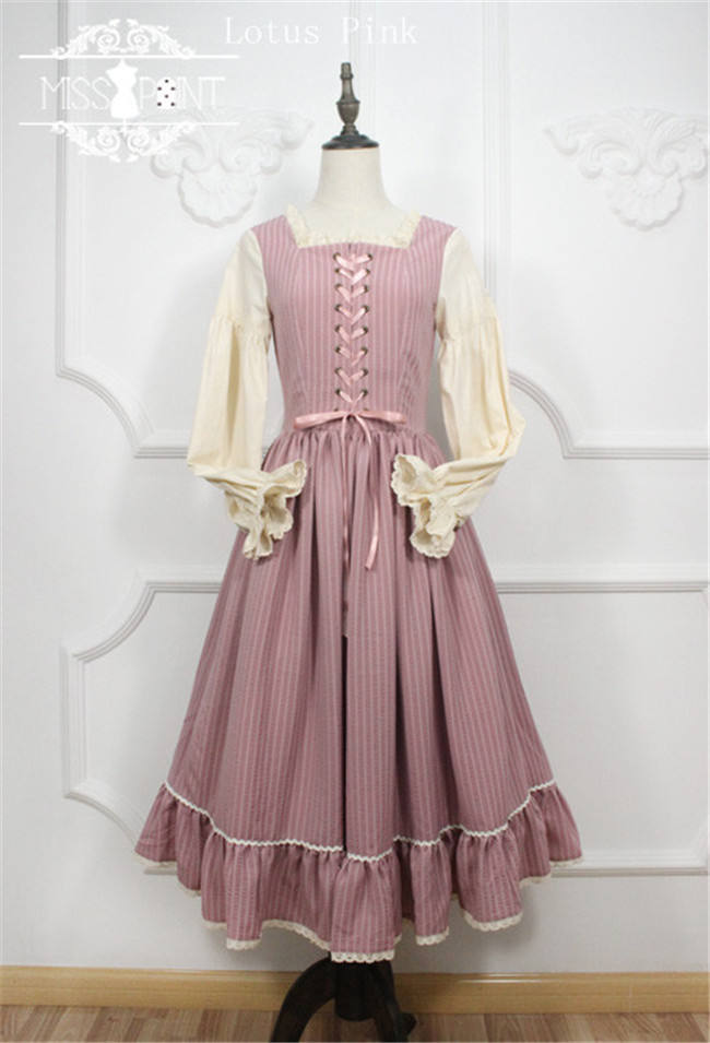 Alpine Maiden~ Vintage Stripe OP Dress -Pre-order