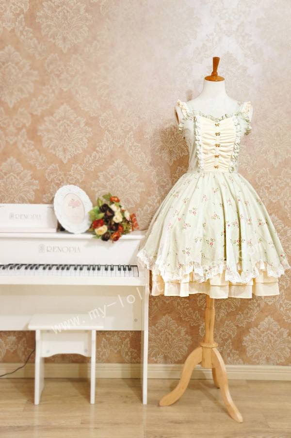 Elegant Sweet Lolita Jumper Dress with Flower Prints