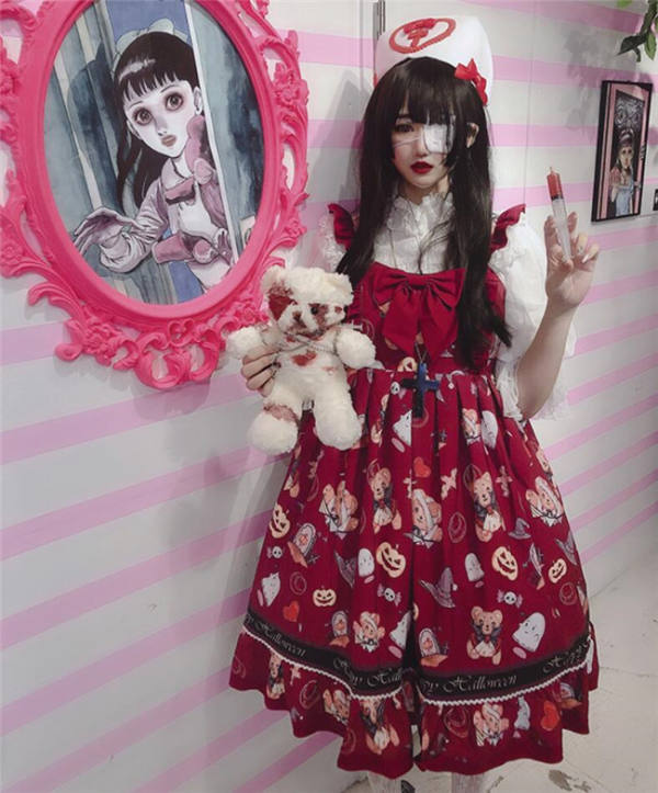 Diamond Honey ~Halloween Doll Hospital Gothic Lolita JSK-OUT