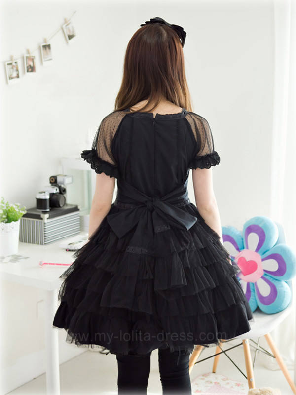 Black Classic Cotton Lolita Dress - Black Size M  In Stock