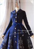 Elegant Gold Silver Embroidery Wool Winter Long Coat Black L - IN STOCK