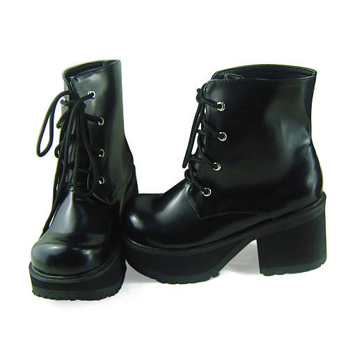 Black Ankle High Lolita Shoes