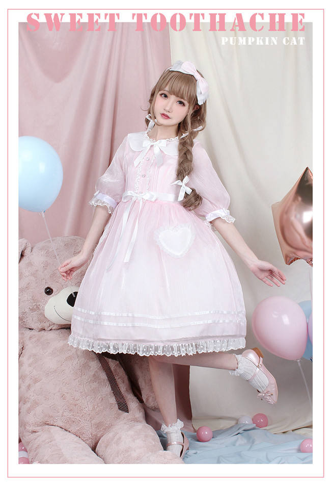Pumpkin Cat Lolita ~Sweet Toothache~ Lolita OP -Ready made
