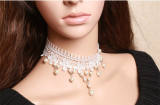 White Sweet Lace Lolita Necklace and Beads Pearl-out