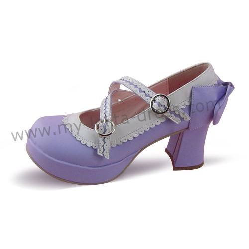 Purple Cross Straps Lolita Shoes