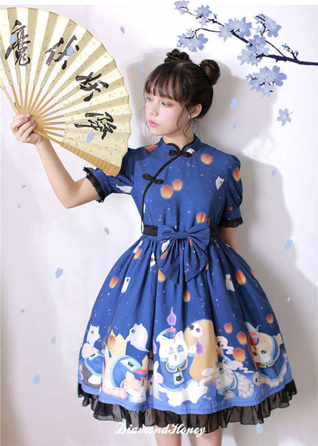 Zombie Cats~ Sweet Printed Lolita OP -Pre-order Closed