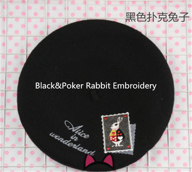 Swimmer Wool Sweet Embroidery Lolita Beret In Stock