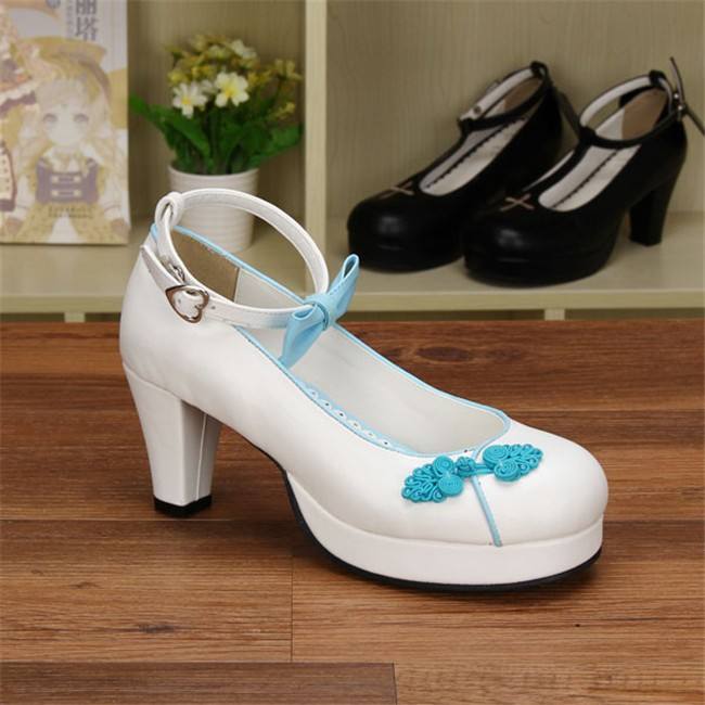 Angelic Imprint- Elegant Bow Embroidery Round/Square Heels Qi Lolita Shoes