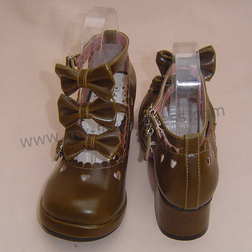 Light Brown Bows Antaina Tea Party Lolita Shoes Heels