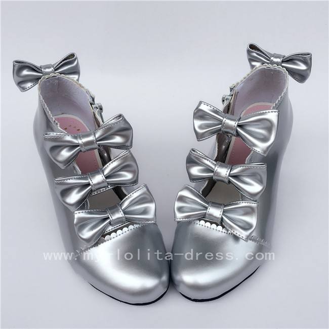 Sweet Girl's Four Bows Lolita Heels Shoes