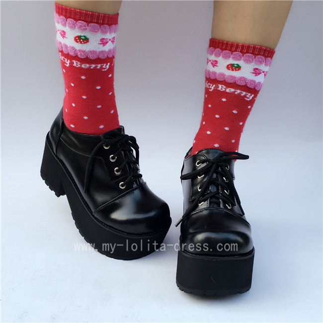 Gothic Black Lolita Heels Shoes with Platform $-Gothic