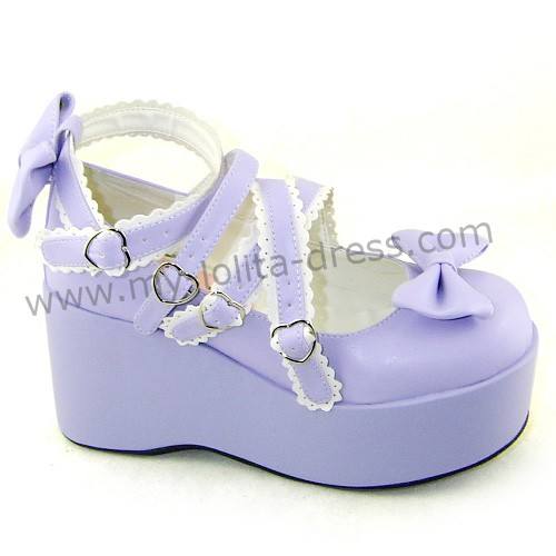 Purple Bow Straps Lolita Platform Shoes