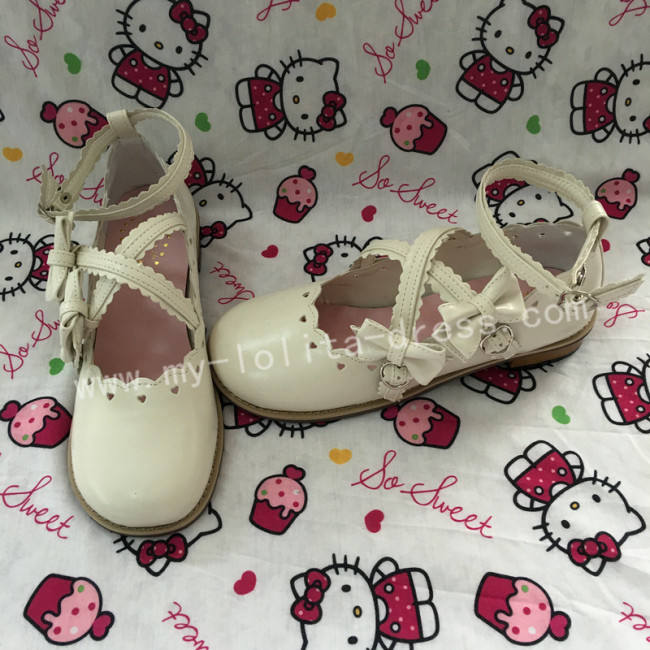 White Hearts Sweet Lolita Girls Shoes