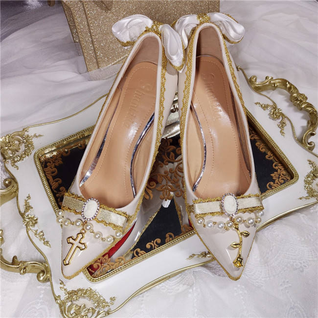 Rose Cross~ Versailles ~ Satin PU Lolita Shoes - Ready Made