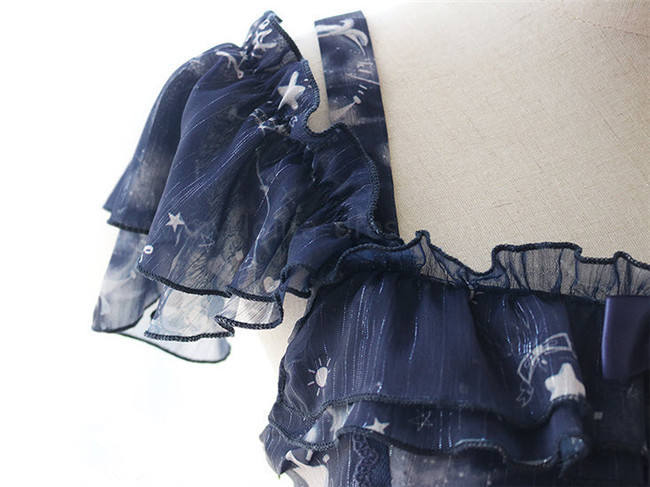 Lemon Honey ~Bear Constellation~ Fly Sleeves Printed Lolita JSK Black M In Stock