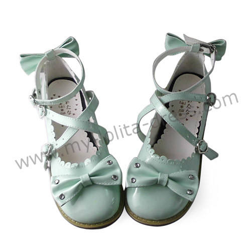 Sweet Black Beads Bows Lolita Shoes Flats Tea Party Heels