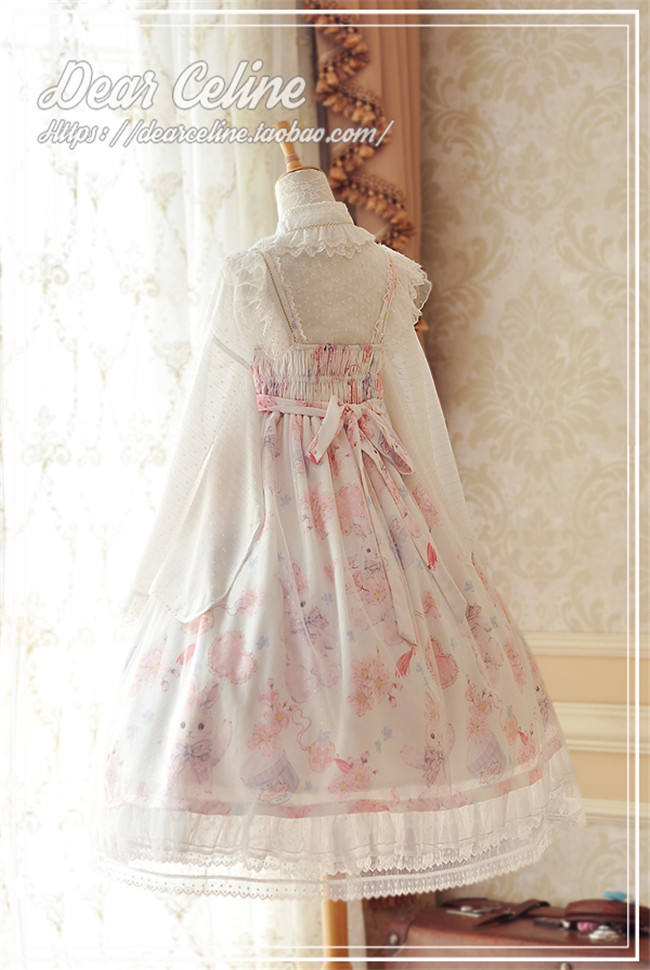 Dear Celine ~Sakura Rabbit~ High Waist Lolita JSK -Ready Made