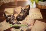 BTSSB Replica Cowhide Lolita Heels Shoes with Bows and Ribbons