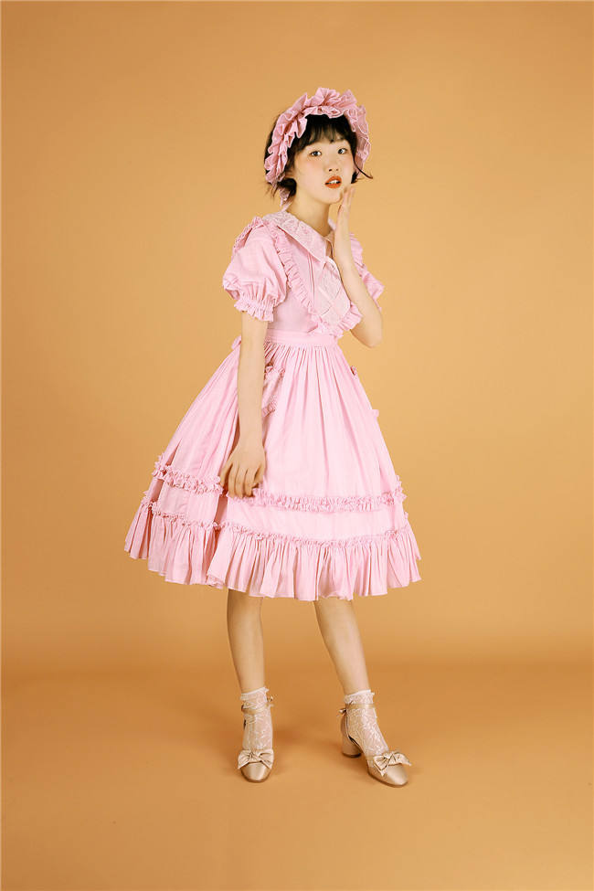 Peach Heart~ Sweet Lolita Short Sleeves OP -Pre-order Closed