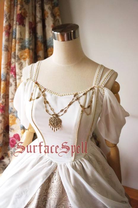 Surface Spell Gothic White Night Draped Chiffon OP