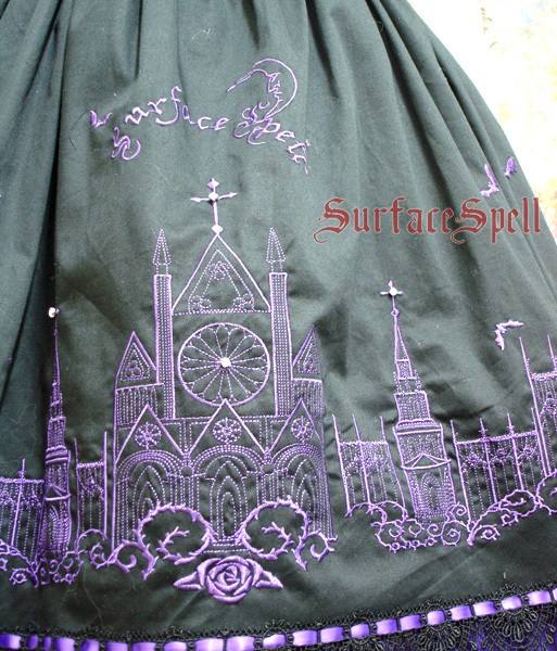 Surface Spell Gothic Moonlight Cathedral Embroidery Lolita Skirt