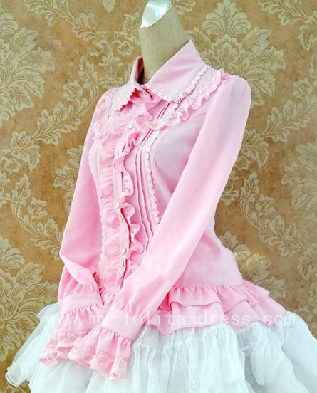 Rococo Style Lace Lolita Shirt Silk and Linen 5 Colors