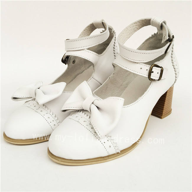Beautiful Bow Double Belts Lolita Heels Shoes