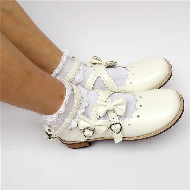 Sweet White Lolita Flats Shoes