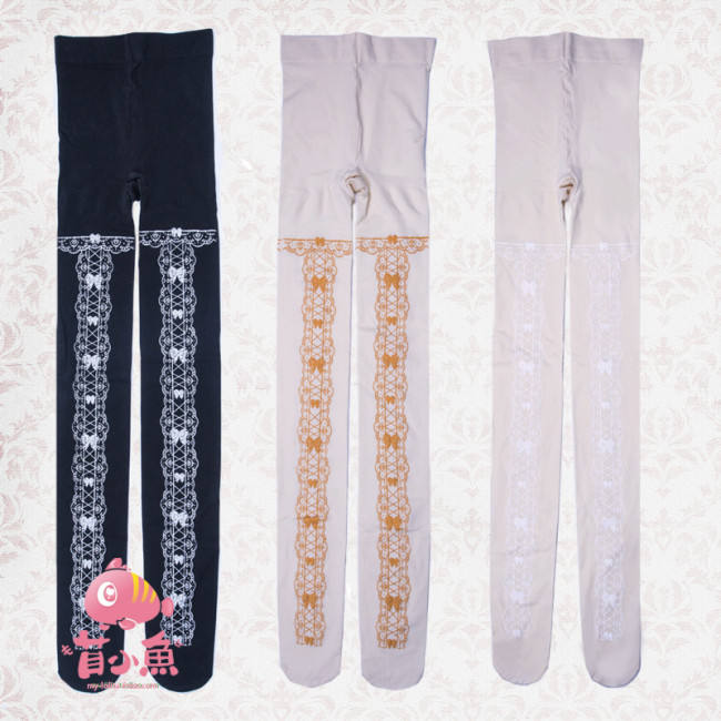 Girls' Dream Lace Gold Lolita Velvet Tights