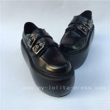 Black Matte Lolita High Platform Shoes with Buckles