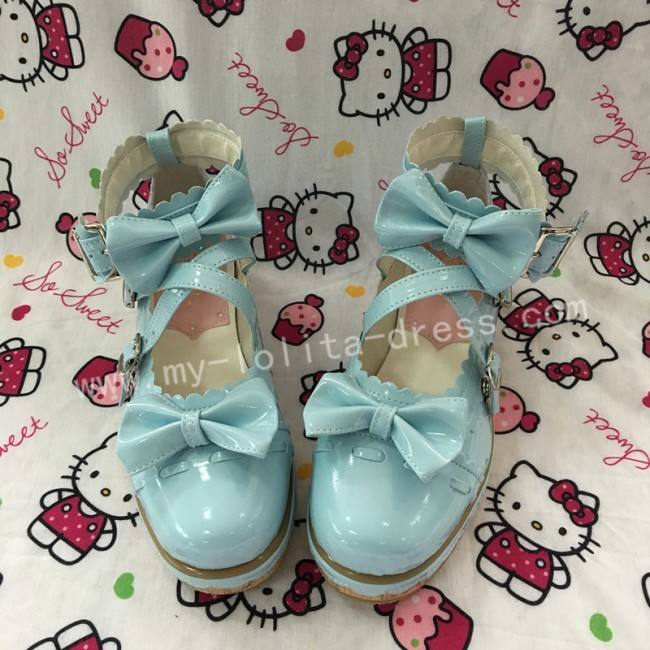 Shiny Purple Bows Lolita Shoes