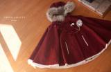 Little Red Hat Fur Lolita Cape with Hat off