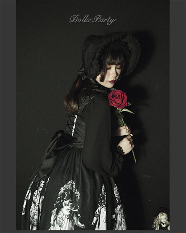 Antique Paper Doll~ Black Lolita JSK Dress -Ready Made