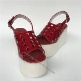 White High Platform Glossy Wine Lolita Shoes with holes