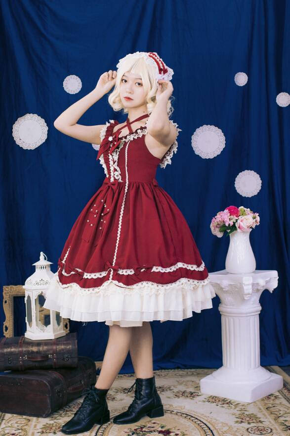 Halter Neckline Classic Lolita Jumper Dress -out