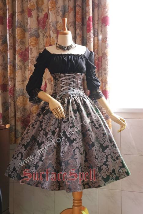 Surface Spell  Lady in Darkness  Obscure Fishbone High Waist Skirt