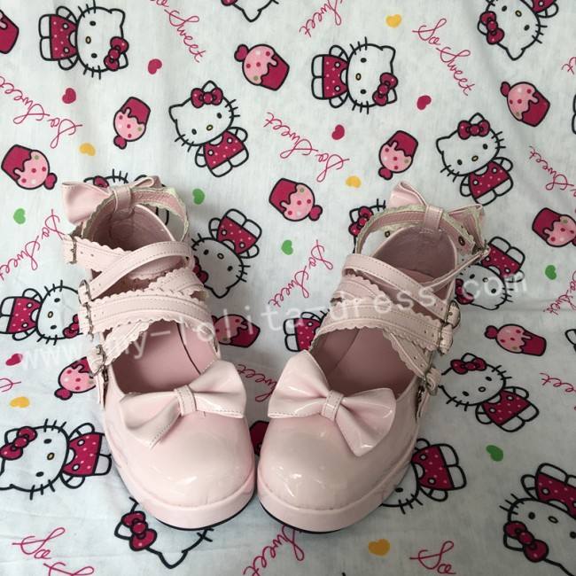 Purple Bow Straps Lolita Platform Shoes