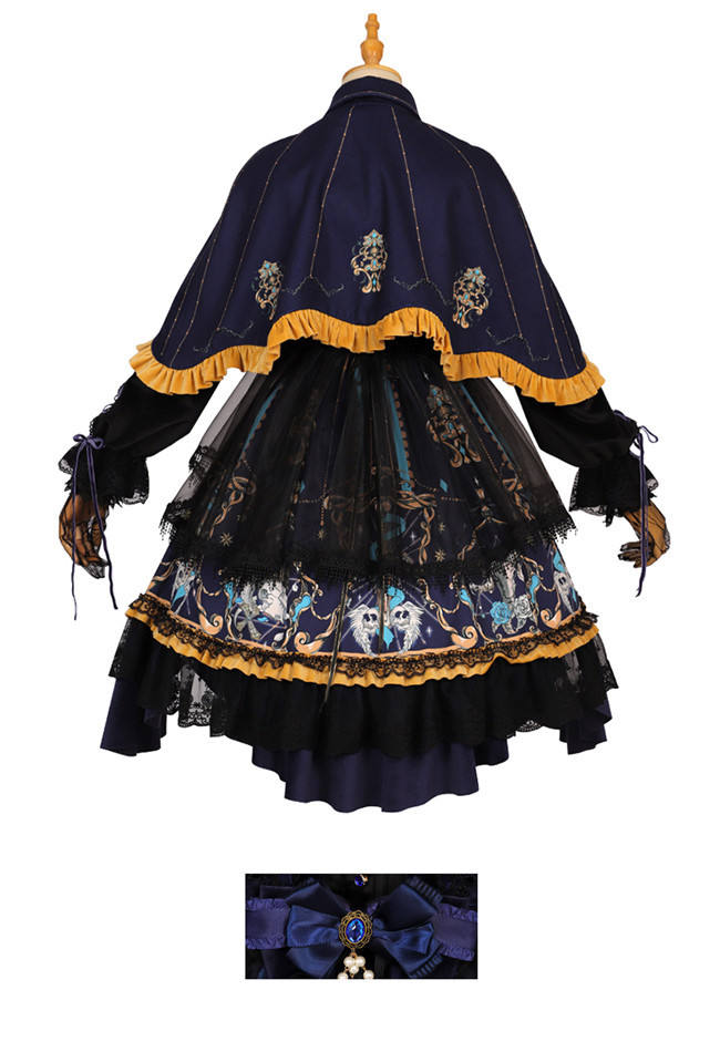 God Redeemed Gothic Dark Printed Lolita OP(Choker + Gloves + Overskirt)