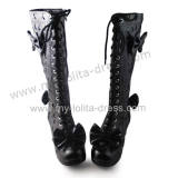 Hearts and Bows Lace Up Knee High Lolita Boots