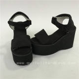 High Platform Black Velvet Lolita Sandals