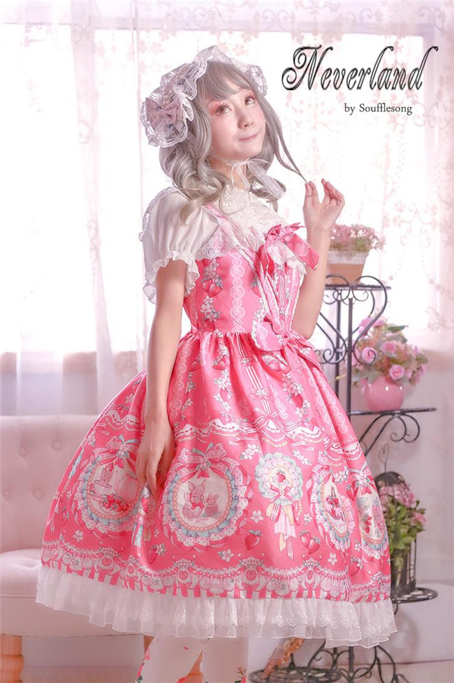 Strawberry Bunny~ Lolita High Waist JSK Dress