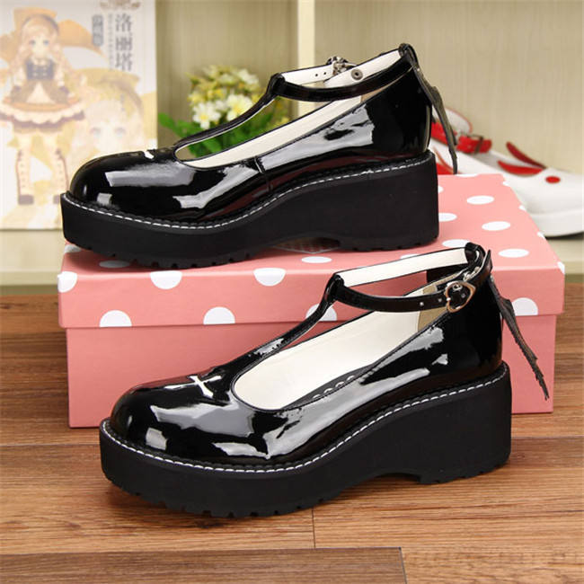 Angelic Imprint- Sweet T-shaped Straps Lolita High Platform Shoes with Detachable Angel Wings