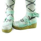 Mint White Bows Fairytale Shoes