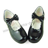 Black Shiny Bow Lolita Shoes
