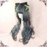 70cm Dark Grey Blue Curls Lolita Wig