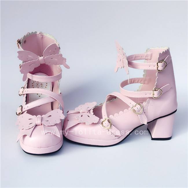 Sweet Wine Matte Bows Straps Lolita Shoes
