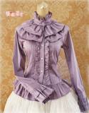 Cotton Tailored Light Purple Blouse -White L Free Shipping