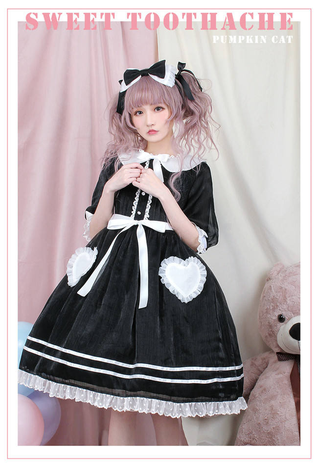 Pumpkin Cat Lolita ~Sweet Toothache~ Lolita OP -Ready made