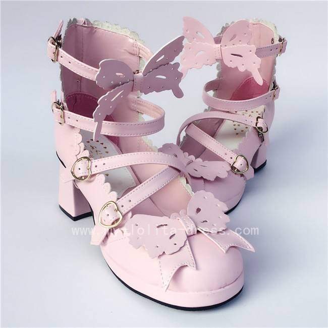 Sweet Wine Matte Bows Straps Lolita Shoes