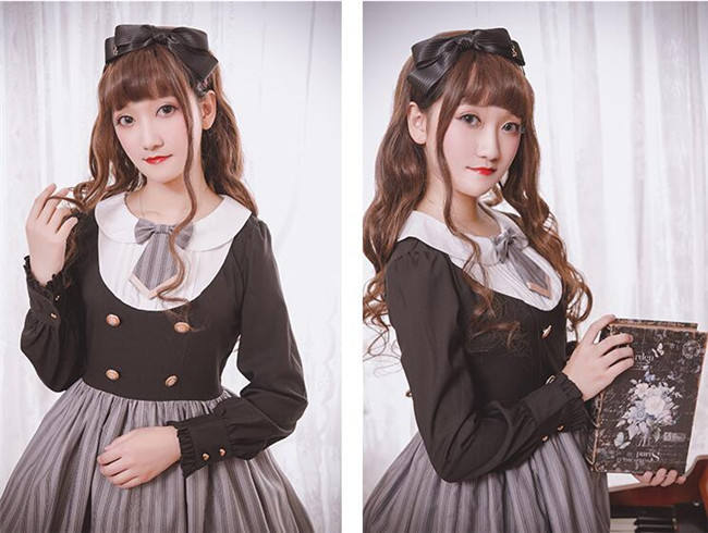 Magic Music School~ College Style Bass Embroidery Lolita OP Dress